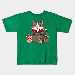 Christmas cat cute design Kids T-Shirt